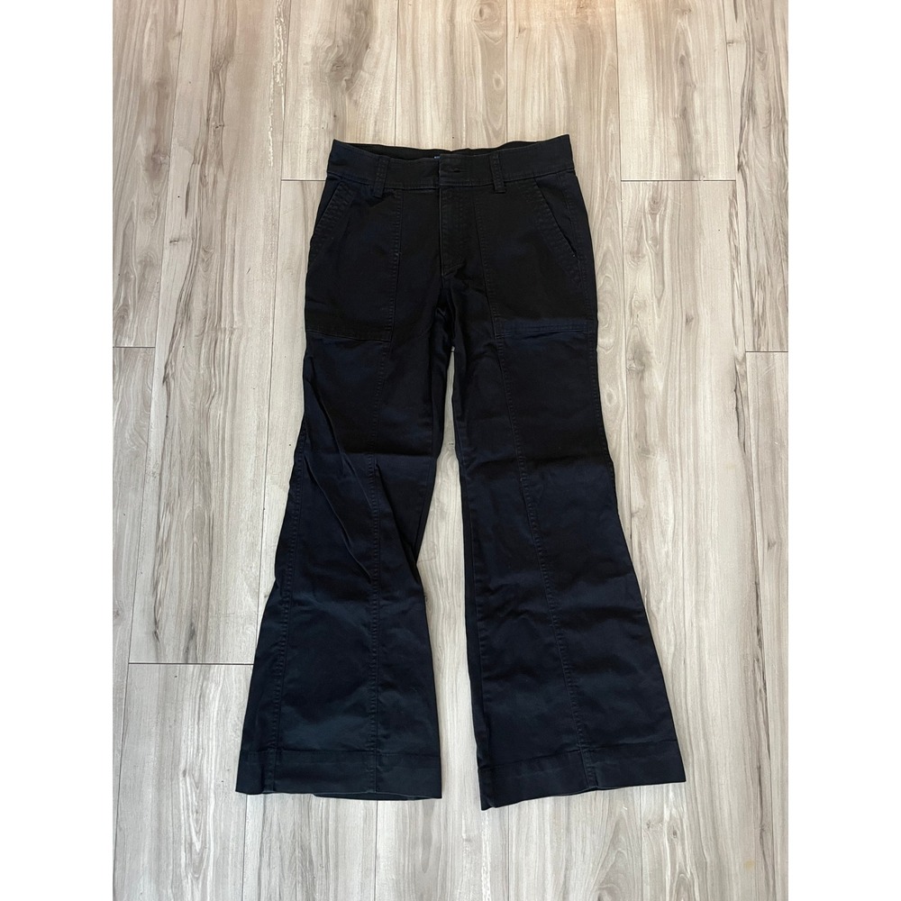Old Navy Black Utility Flare Pants High Rise Patch Pocket Size 2 Petite